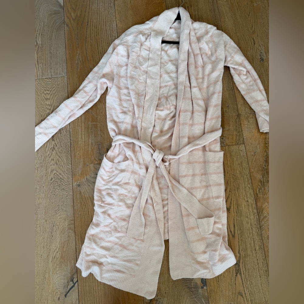Barefoot Dreams CozyChic Lite Cardigan in Soft Pink worn 1x